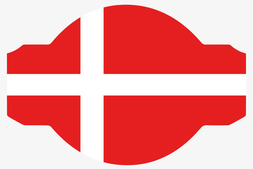 Flag Illustration within a Sign of the country of  Denmark