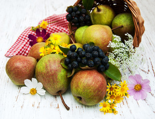 Basket with pears