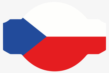 Flag Illustration within a Sign of the country of  Czech Republi