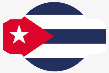 Flag Illustration within a Sign of the country of  Cuba