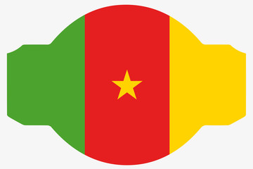 Flag Illustration within a Sign of the country of  Cameroon