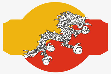 Flag Illustration within a Sign of the country of  Bhutan