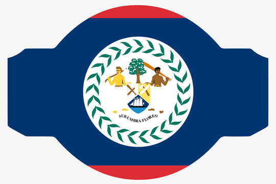 Flag Illustration within a Sign of the country of  Belize