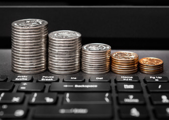 Chart the falling ruble coin for notebook background