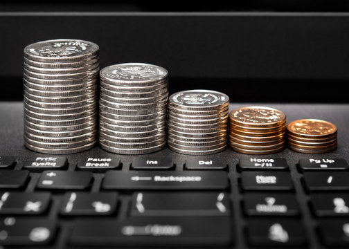 Chart the falling ruble coin for notebook background