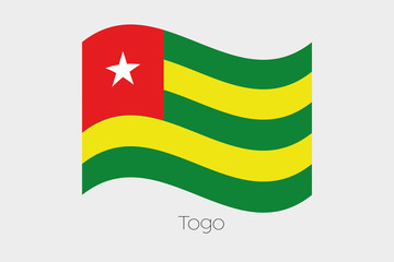 3D Waving Flag Illustration of the country of  Togo