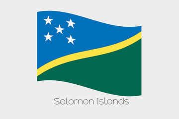 3D Waving Flag Illustration of the country of  Solomon Islands