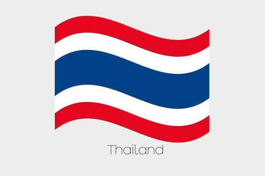 3D Waving Flag Illustration of the country of  Thailand