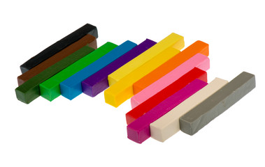 School supplie - the bricks of colorful plasticine isolated.