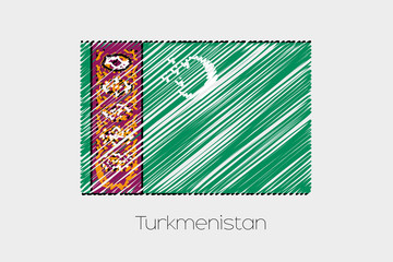 Scribbled Flag Illustration of the country of Turkmenistan