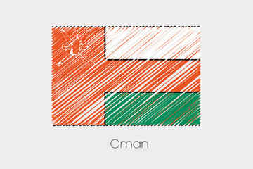 Scribbled Flag Illustration of the country of Oman