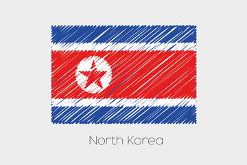 Scribbled Flag Illustration of the country of North Korea