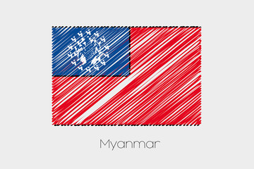 Scribbled Flag Illustration of the country of Myanmar