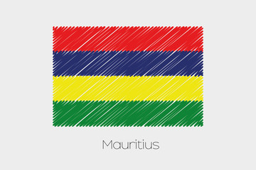 Obraz premium Scribbled Flag Illustration of the country of Mauritius