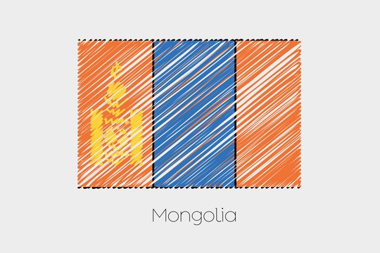 Scribbled Flag Illustration of the country of Mongolia