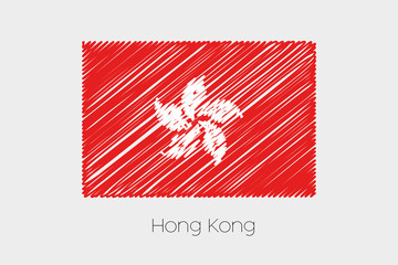 Scribbled Flag Illustration of the country of Hong Kong