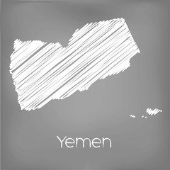 Scribbled Map of the country of Yemen