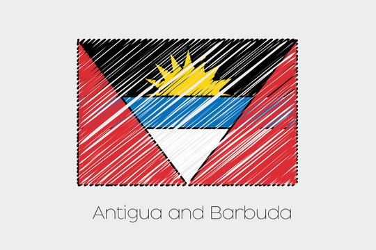 Scribbled Flag Illustration of the country of Antigua and Barbud