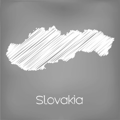 Scribbled Map of the country of Slovakia
