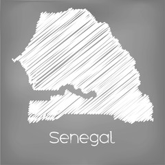 Scribbled Map of the country of Senegal