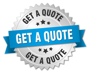 get a quote 3d silver badge with blue ribbon