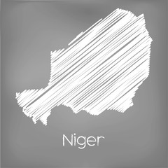 Scribbled Map of the country of Niger