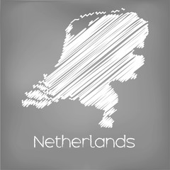 Scribbled Map of the country of Netherlands