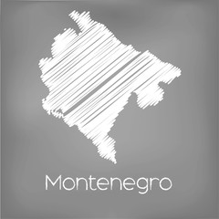 Scribbled Map of the country of Montenegro