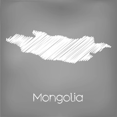 Scribbled Map of the country of Mongolia
