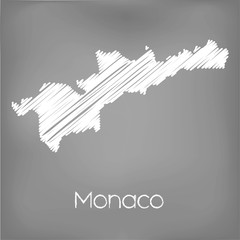 Scribbled Map of the country of Monaco