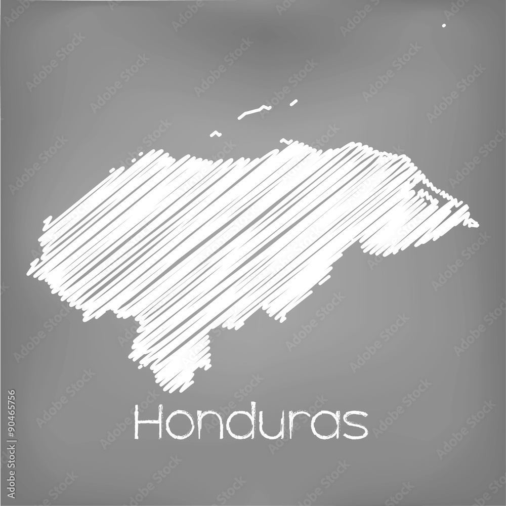 Wall mural Scribbled Map of the country of  Honduras