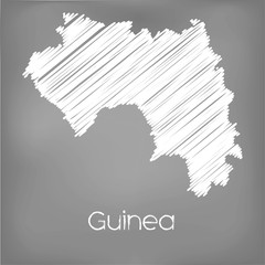 Scribbled Map of the country of  Guinea