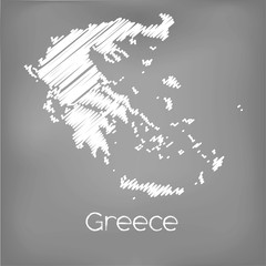 Scribbled Map of the country of  Greece