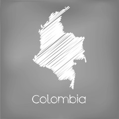 Scribbled Map of the country of  Colombia
