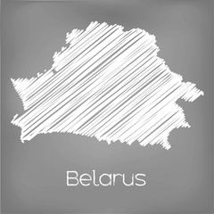Scribbled Map of the country of  Belarus