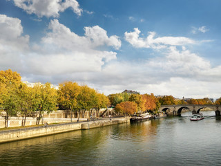 Fototapeta premium The river Seine in autumn, Paris France