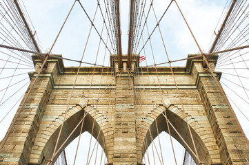 Fototapeta premium Brooklyn bridge pillar, New York City