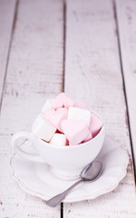 ... Cup with marshmallows in the shape of a heart