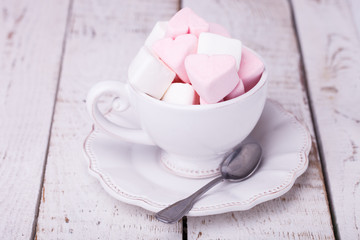 ... Cup with marshmallows in the shape of a heart