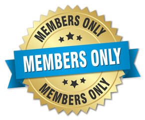 members only 3d gold badge with blue ribbon