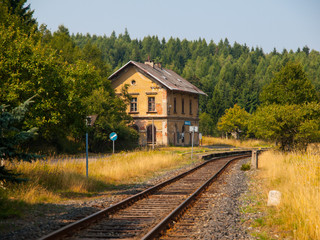 Fototapeta na wymiar Small old railway station in rural area