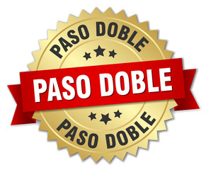 paso doble 3d gold badge with red ribbon
