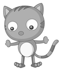 Cat in black and white alone.