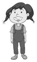 Little girl in overall suit