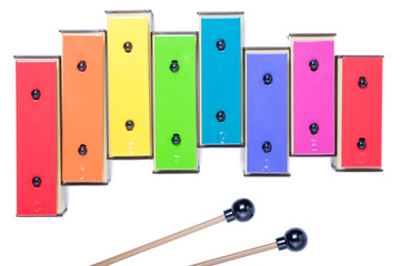 colorful xylophone isolated on white background. - obrazy, fototapety, plakaty