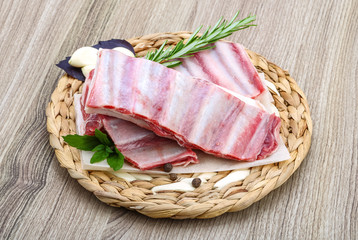 Raw lamb ribs