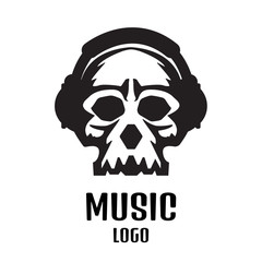 Sound studio logo. Music Skull logo