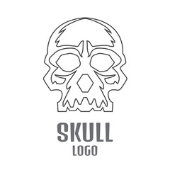 Skull logo linear. Human skull logo