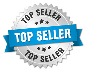 top seller 3d silver badge with blue ribbon