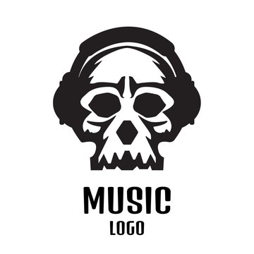 Sound studio logo. Music Skull logo